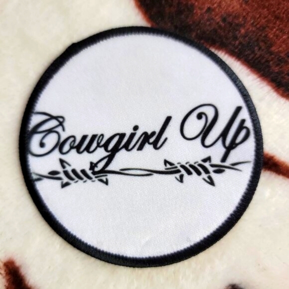 Cowgirl Up Western Sublimation DYI Fabric Hat Patch Glue Iron On Sew Hat Patch - Picture 1 of 5
